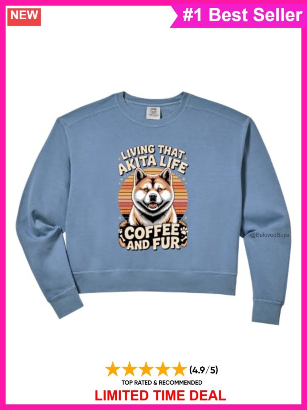 Cotton Blend Crop Sweatshirt Relaxed Fit Crew Neck Dog Lover